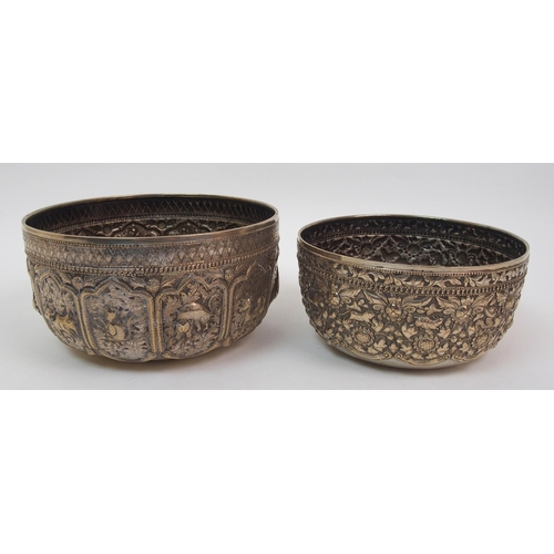 110 - Four Burmese white metal bowls