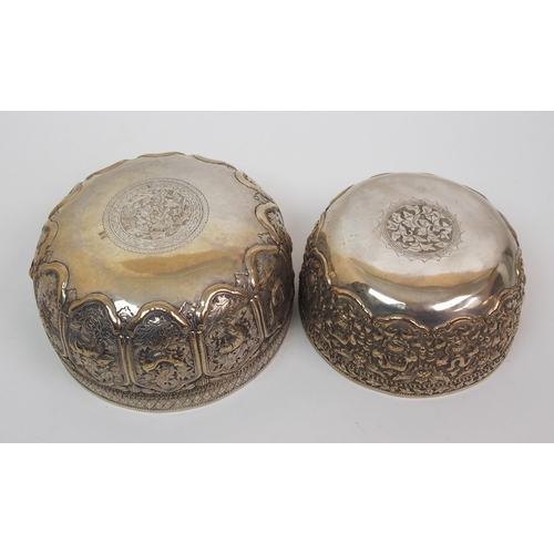 110 - Four Burmese white metal bowls