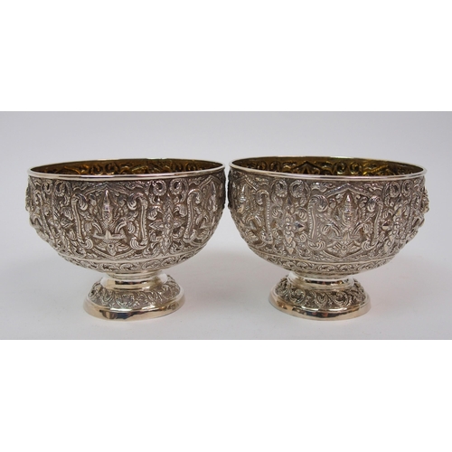 110 - Four Burmese white metal bowls