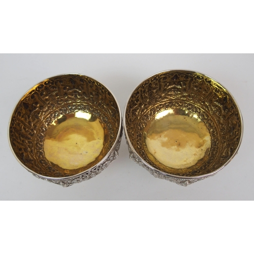 110 - Four Burmese white metal bowls