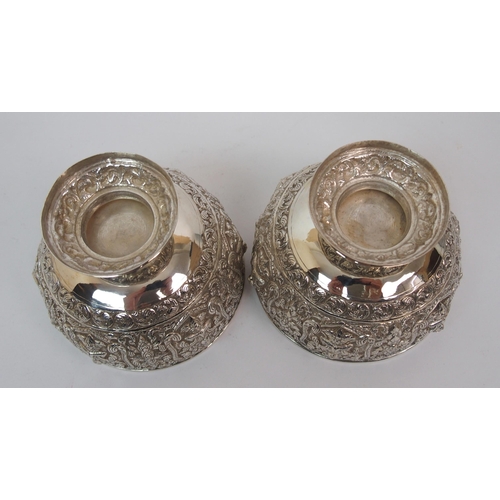 110 - Four Burmese white metal bowls