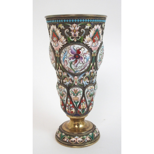 137 - A Russian silver and enamel goblet