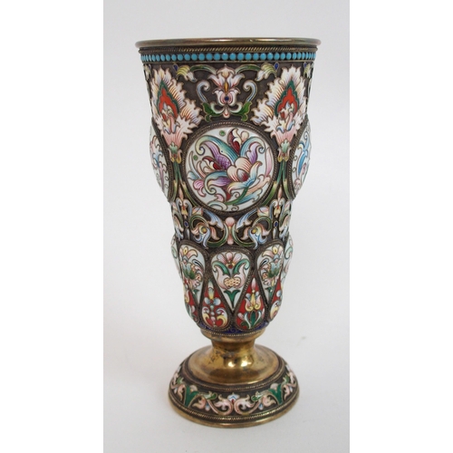 137 - A Russian silver and enamel goblet