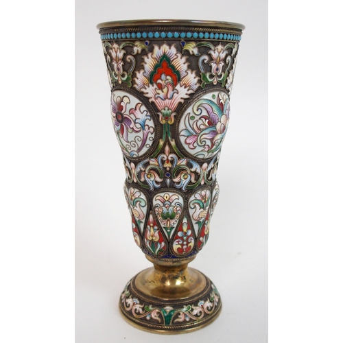 137 - A Russian silver and enamel goblet