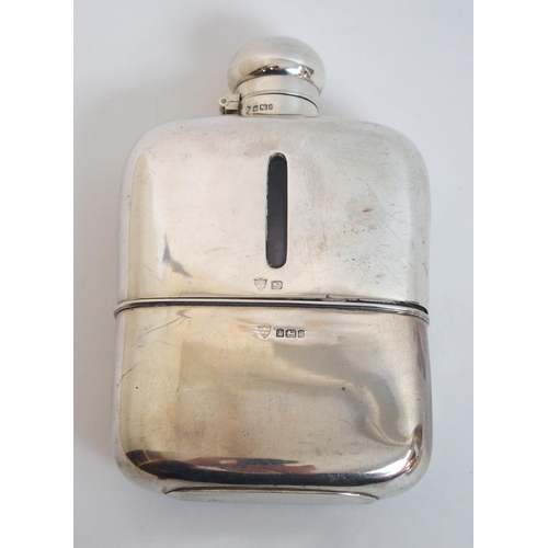 138 - A large silver spirit flask