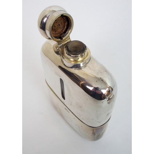 138 - A large silver spirit flask