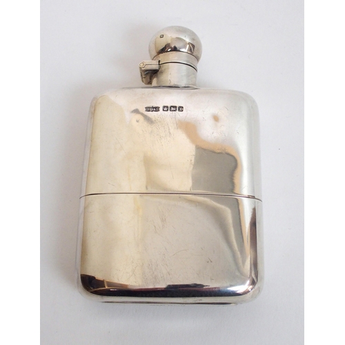 138 - A large silver spirit flask