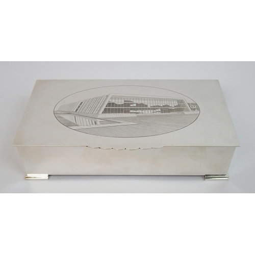 157 - A Garrard & Co silver presentation cigarette box