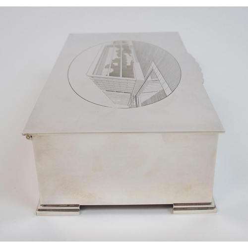 157 - A Garrard & Co silver presentation cigarette box