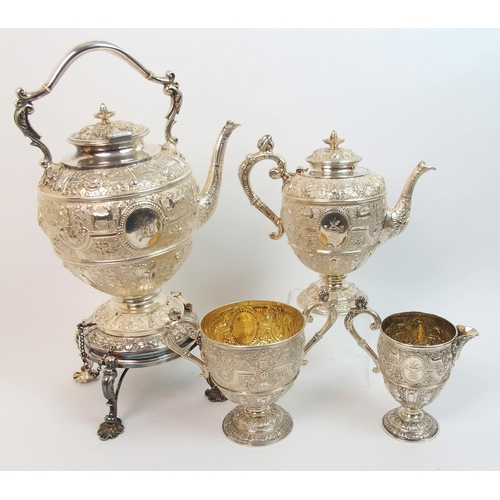 161 - An impressive Victorian three piece silver tea service