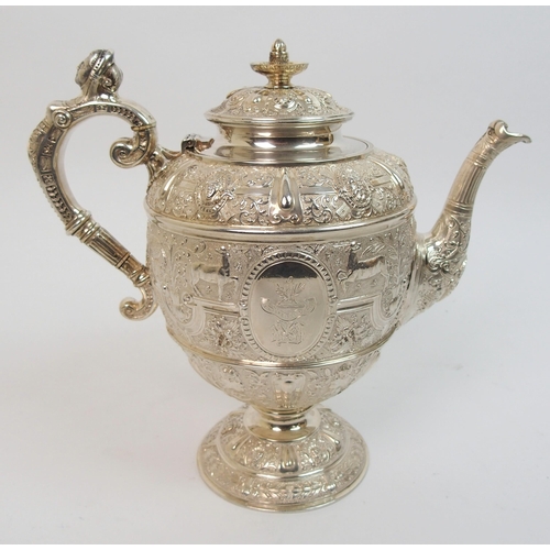 161 - An impressive Victorian three piece silver tea service