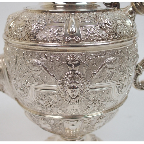 161 - An impressive Victorian three piece silver tea service