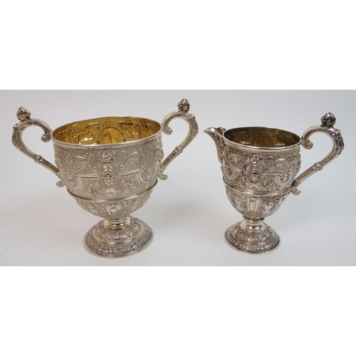 161 - An impressive Victorian three piece silver tea service