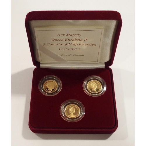 217 - United Kingdom 3-Coin Half Sovereigns Portraits Proof Set