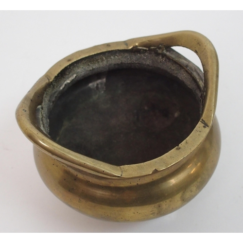 37 - A Chinese brass two-handled censer