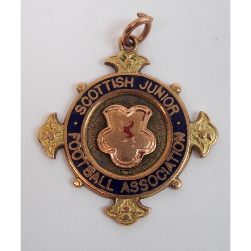 381 - A 9ct gold and enamel Scottish Junior football medal