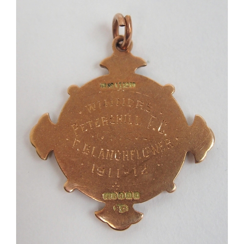 381 - A 9ct gold and enamel Scottish Junior football medal