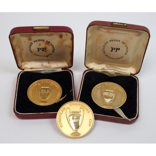 382 - Three silver-gilt Celtic Football Club European Cup Medallions