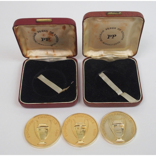 382 - Three silver-gilt Celtic Football Club European Cup Medallions