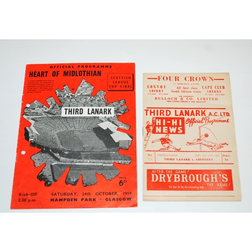 383 - Third Lanark F.C.: A collection of match programmes  cigarette cards and black and white press photo... 