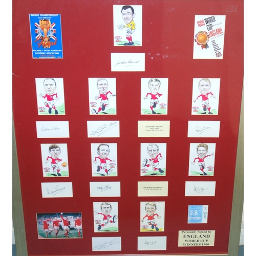 385 - England 1966 World Cup: A framed display comprising nine player autographs