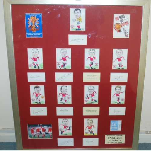 385 - England 1966 World Cup: A framed display comprising nine player autographs