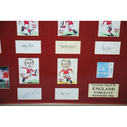 385 - England 1966 World Cup: A framed display comprising nine player autographs