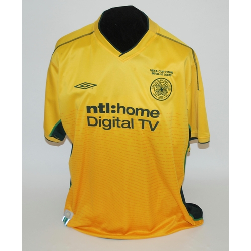 401 - A yellow Celtic 2003 UEFA Cup Final short-sleeved shirt