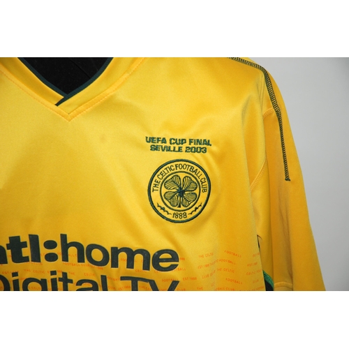 401 - A yellow Celtic 2003 UEFA Cup Final short-sleeved shirt