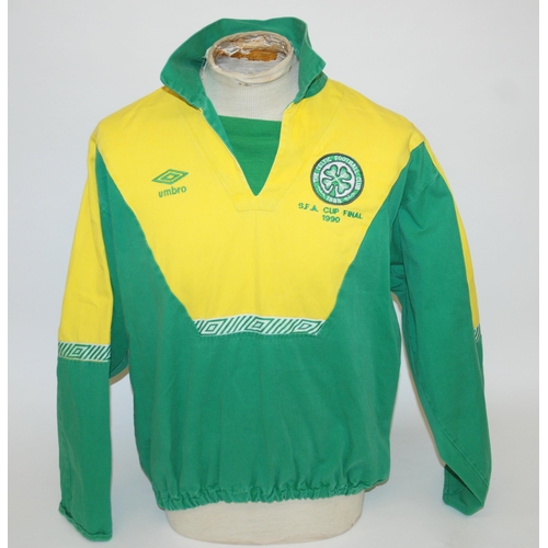 402 - A green and yellow 1990 Scottish Cup final track suit/training top