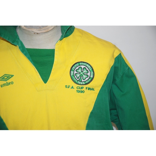 402 - A green and yellow 1990 Scottish Cup final track suit/training top