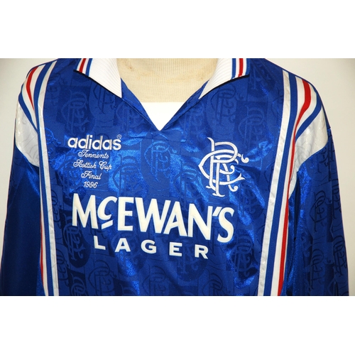 408 - A blue Rangers v. Hearts 1996 Scottish Cup Final short-sleeved shirt