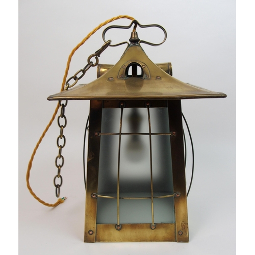 483 - An Arts and Crafts brass hall lantern