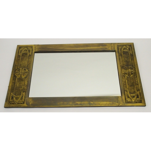 485 - A Glasgow School Arts and Crafts Margaret Gilmour design brass framed mirror