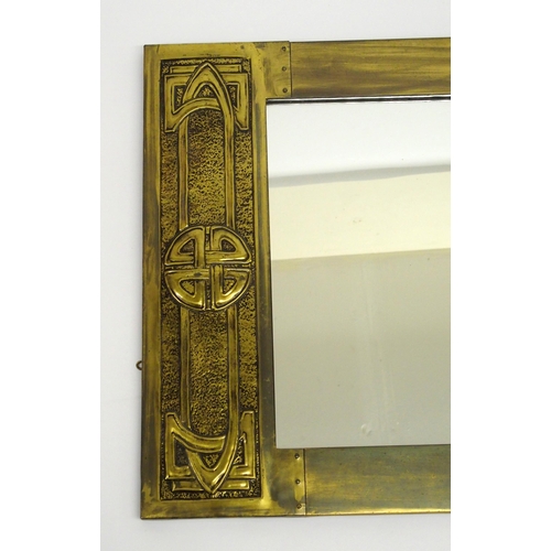 485 - A Glasgow School Arts and Crafts Margaret Gilmour design brass framed mirror