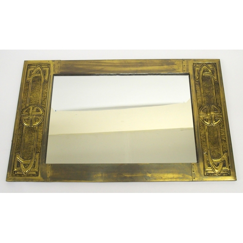 485 - A Glasgow School Arts and Crafts Margaret Gilmour design brass framed mirror