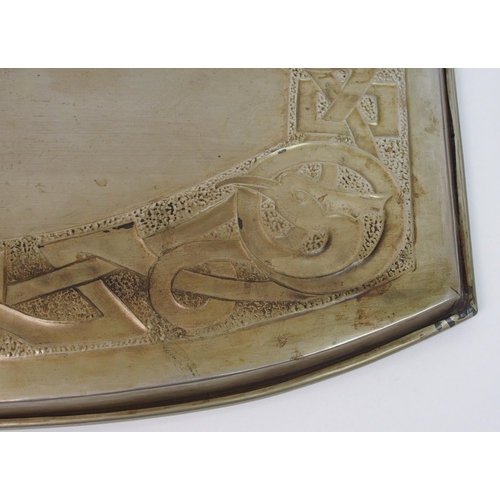 486 - An Arts and Crafts Glasgow School silvered white metal tray by Margaret Gilmour (1860 - 1942)