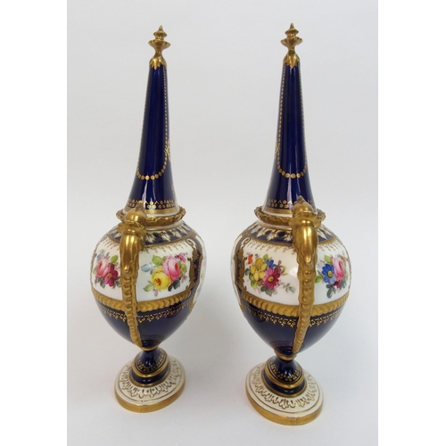 501 - A pair of Royal Crown Derby urns and covers