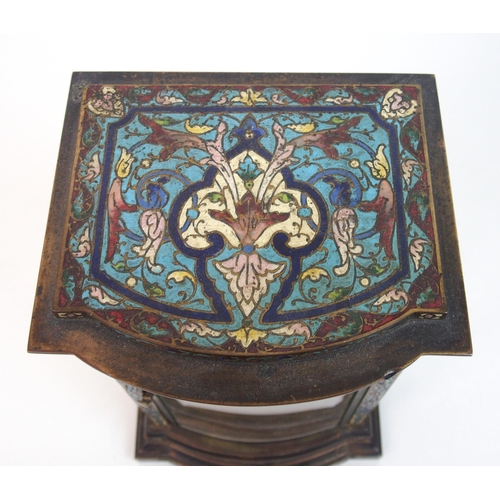 510 - A French champleve enamel four glass mantle clock