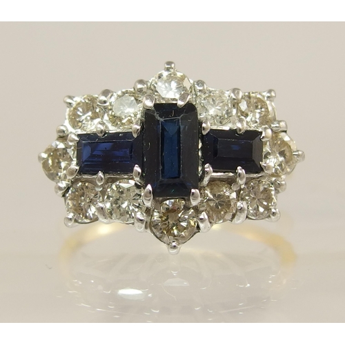 631 - A sapphire and diamond cluster ring