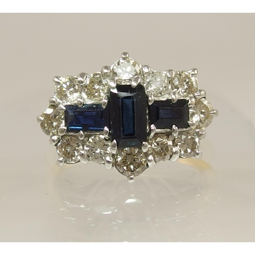 631 - A sapphire and diamond cluster ring