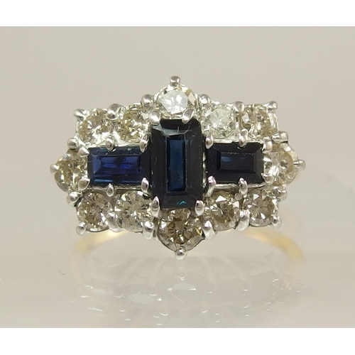 631 - A sapphire and diamond cluster ring