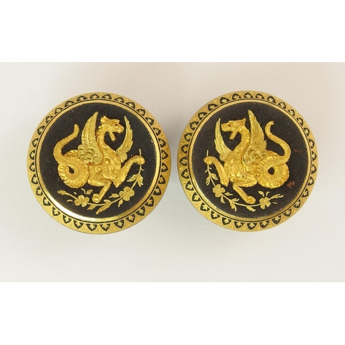 638 - A pair of Spanish Damascene cufflinks