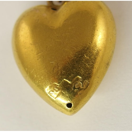 642 - A Victorian swallow and heart pendant