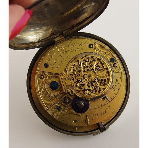 644 - A Georgian silver pair cased Masonic pocket watch