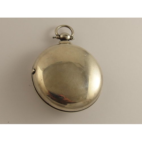 644 - A Georgian silver pair cased Masonic pocket watch