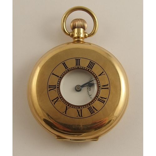 647 - A 9ct gold half hunter Cyma pocket watch