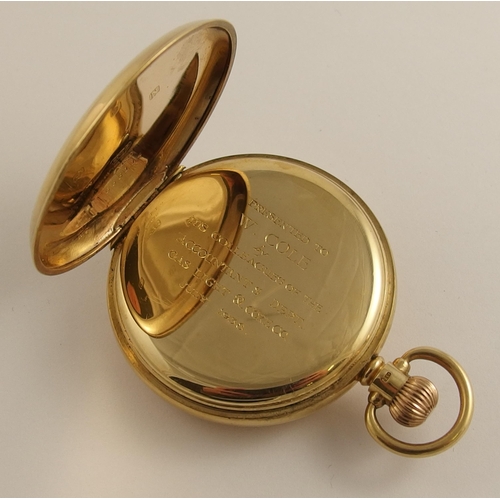 647 - A 9ct gold half hunter Cyma pocket watch