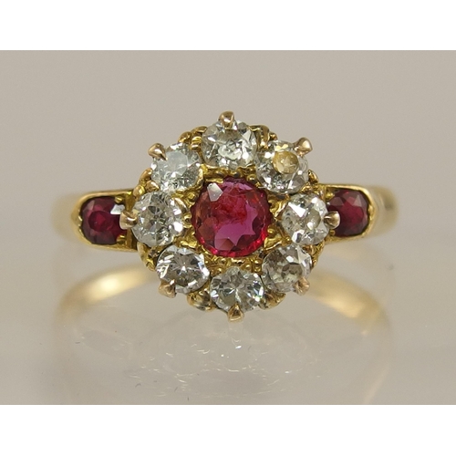 652 - A Victorian ruby and diamond cluster ring