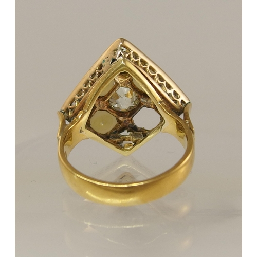 655 - A 22ct gold diamond and pearl ring